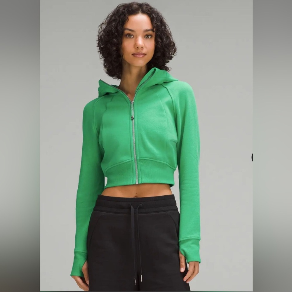 RARE NWOT Lululemon Scuba Full Zip Cropped Hoodie (best fit Sz 10) *green punch*